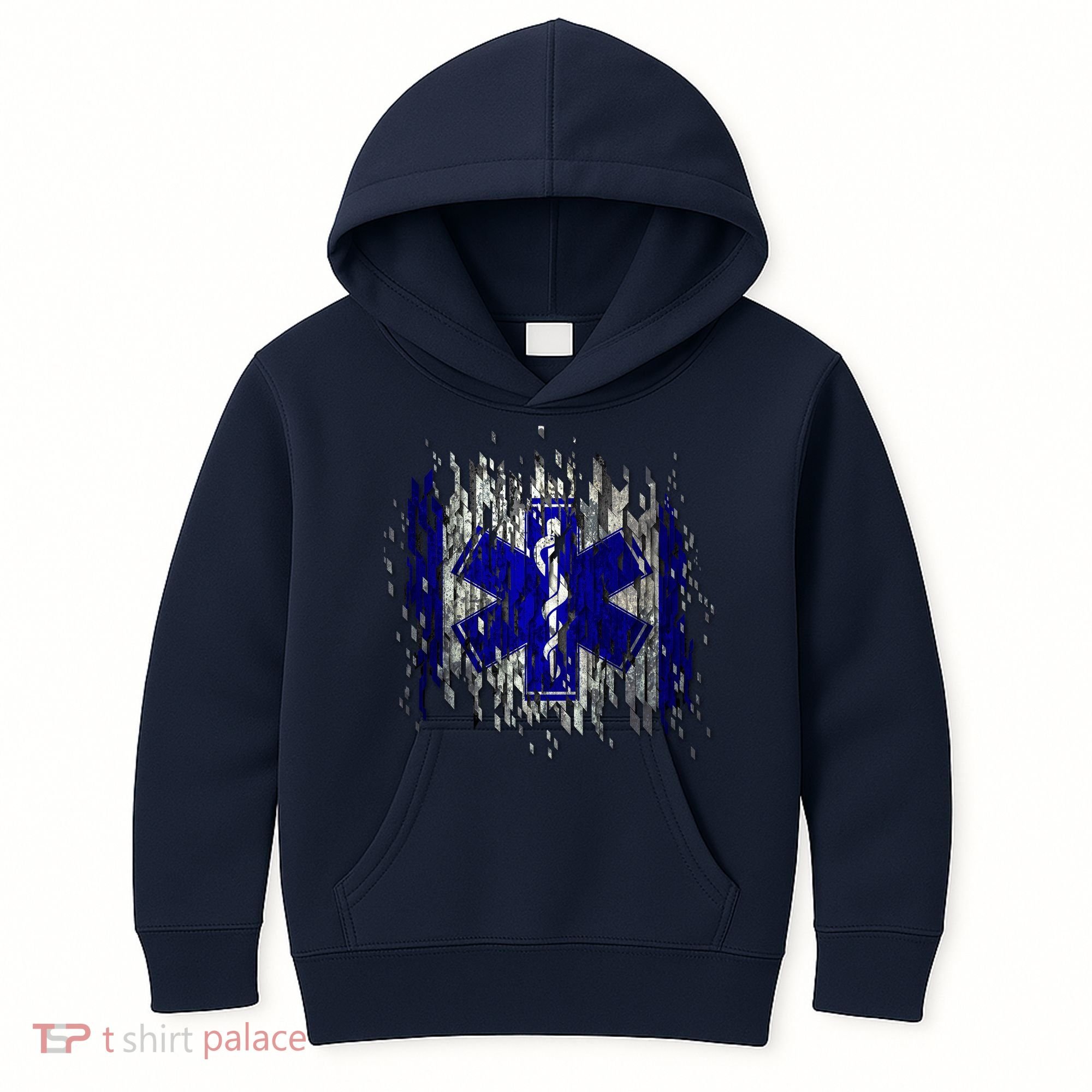 EMS Emergency Medical Services Ripped Torn Flag Kids Hoodie