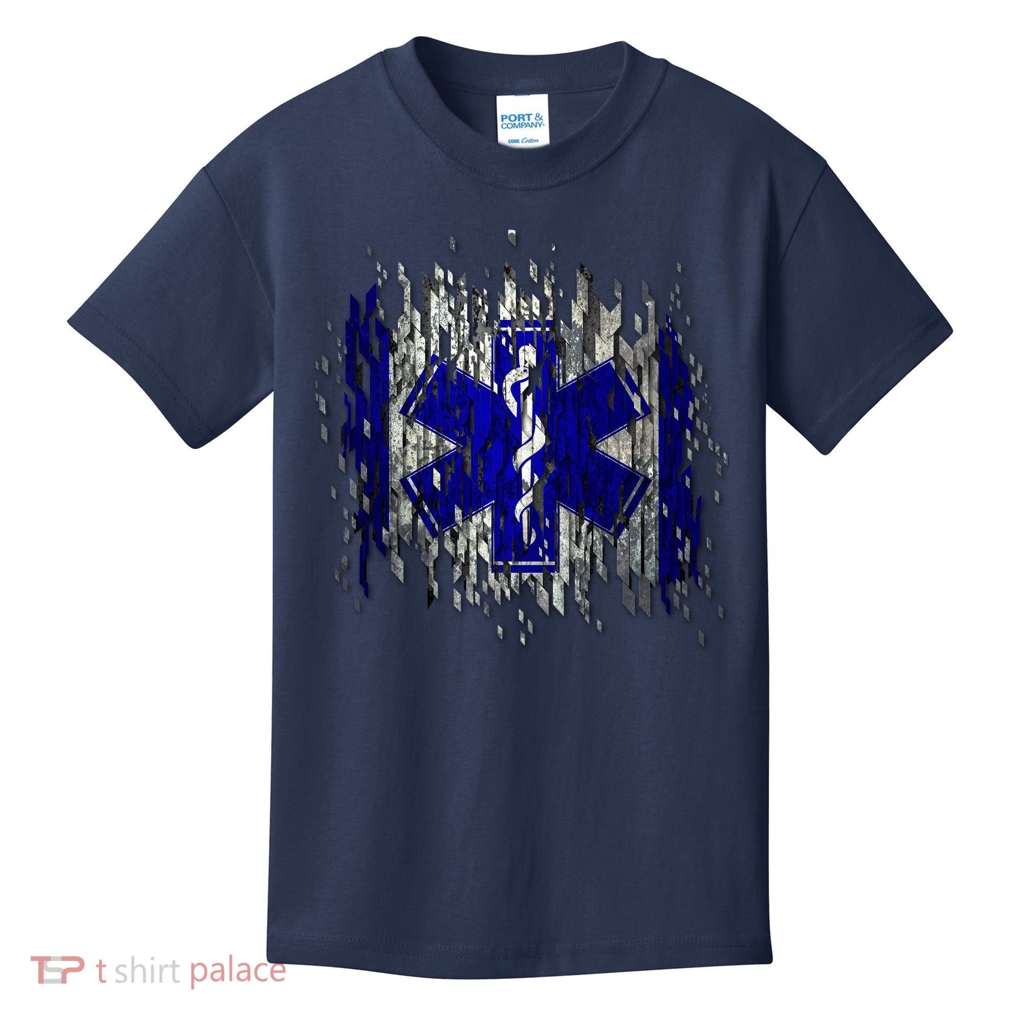 EMS Emergency Medical Services Ripped Torn Flag Kids T-Shirt