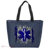 EMS Emergency Medical Services Ripped Torn Flag Tote Bag thumb 0