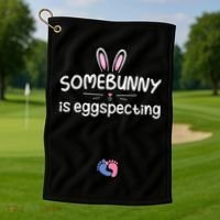 Expecting Mom Somebunny Is Eggspecting Easter Pregnancys Golf Towel thumb 1