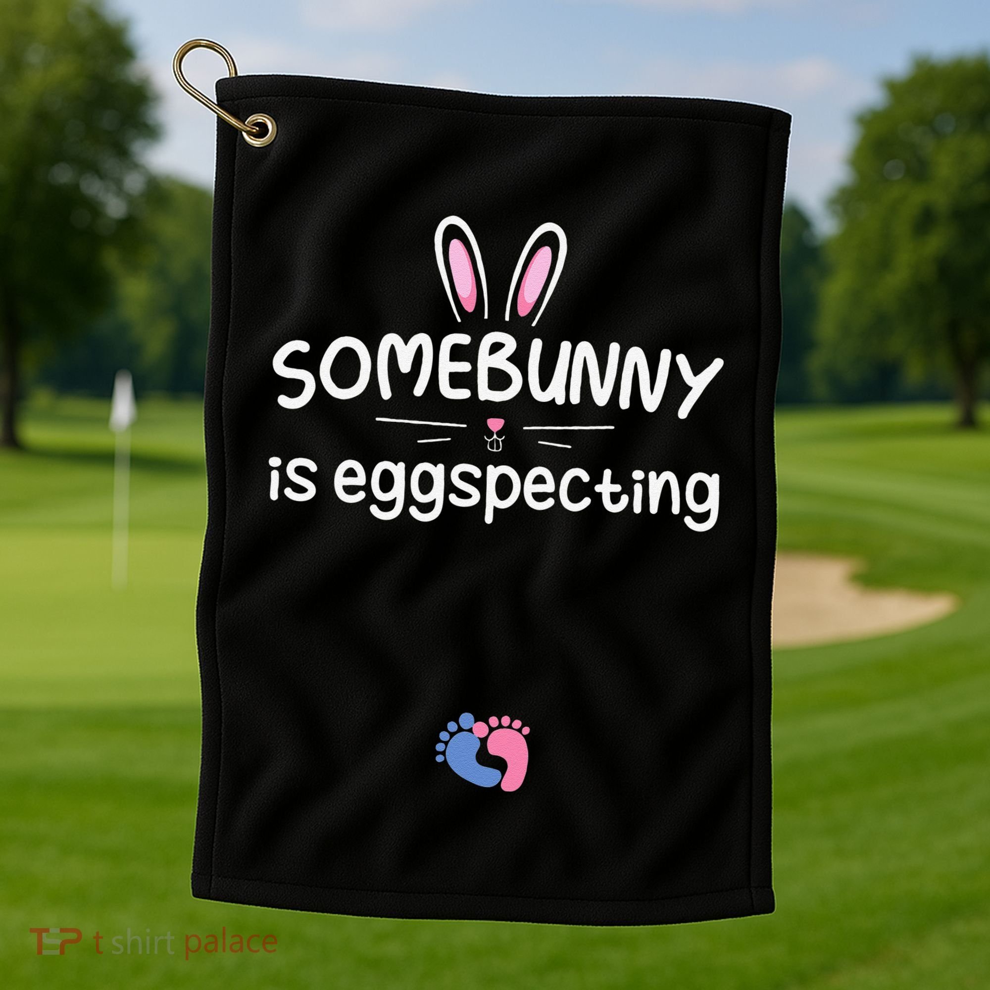 Expecting Mom Somebunny Is Eggspecting Easter Pregnancys Golf Towel