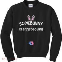 Expecting Mom Somebunny Is Eggspecting Easter Pregnancys Kids Sweatshirt thumb 0