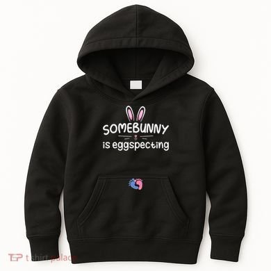 Expecting Mom Somebunny Is Eggspecting Easter Pregnancys Kids Hoodie