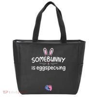 Expecting Mom Somebunny Is Eggspecting Easter Pregnancys Tote Bag thumb 0