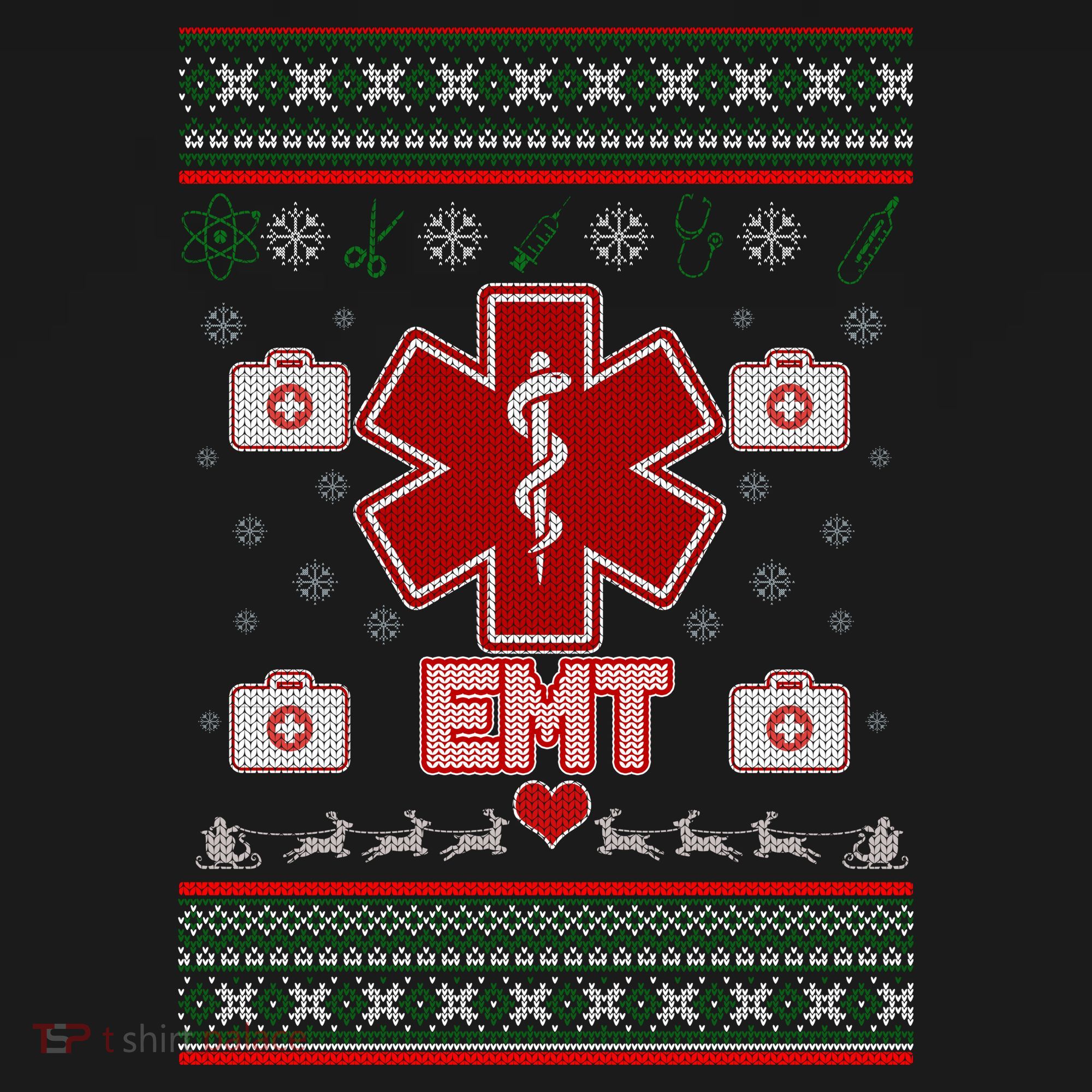 EMT Medic Ugly Christmas Sweater Baby Bodysuit