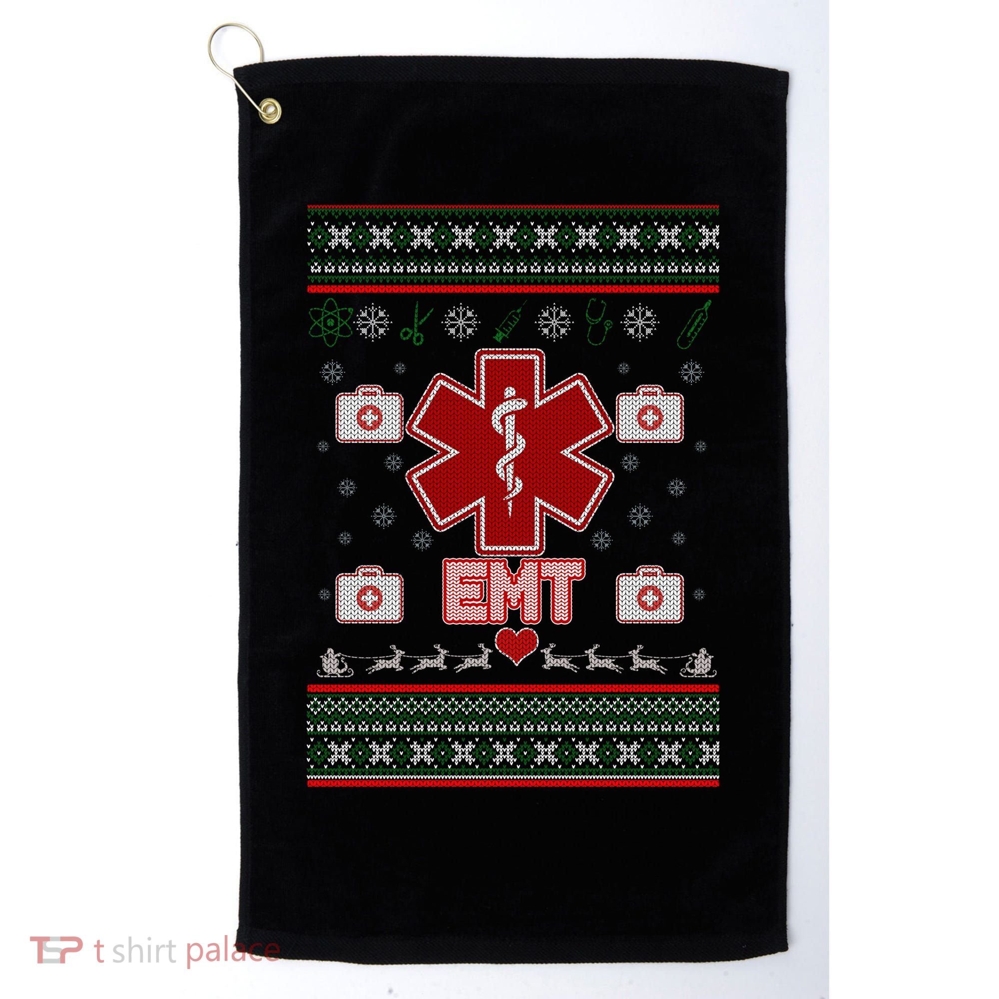 EMT Medic Ugly Christmas Sweater Golf Towel