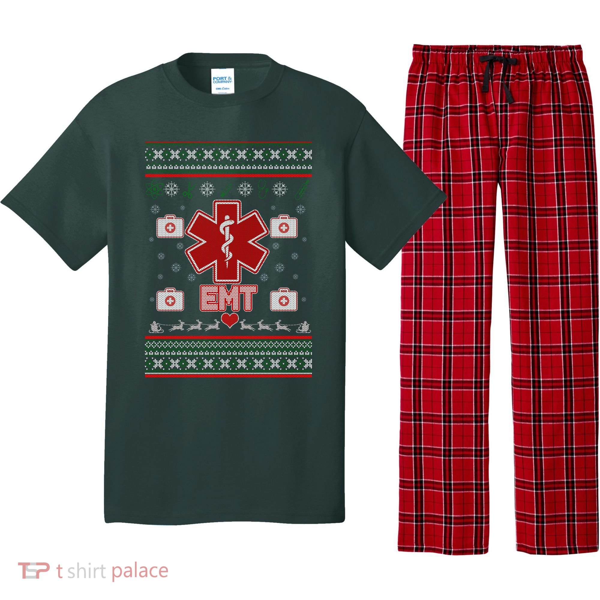 EMT Medic Ugly Christmas Sweater Pajama Set