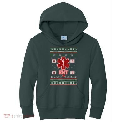 EMT Medic Ugly Christmas Sweater Kids Hoodie