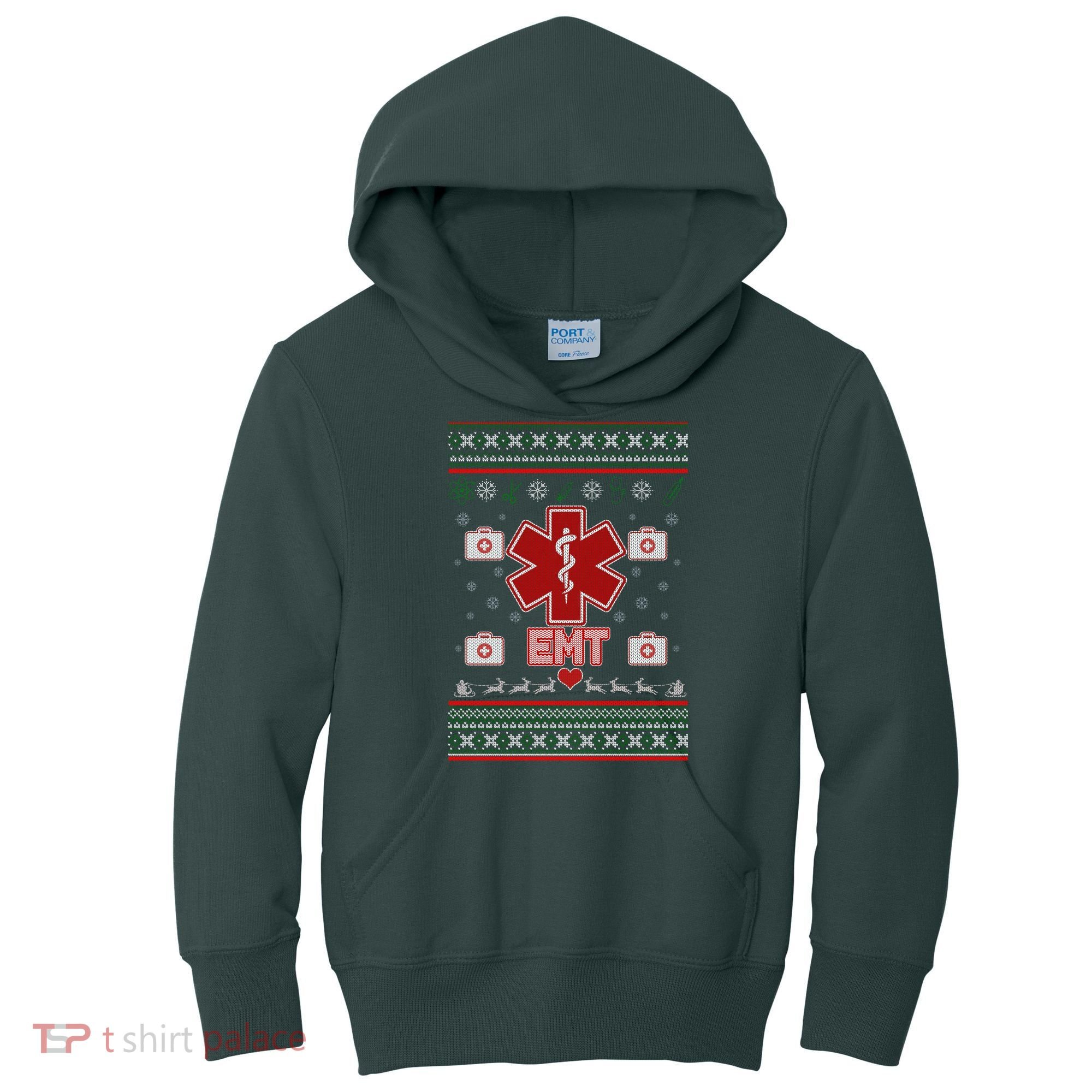 EMT Medic Ugly Christmas Sweater Kids Hoodie