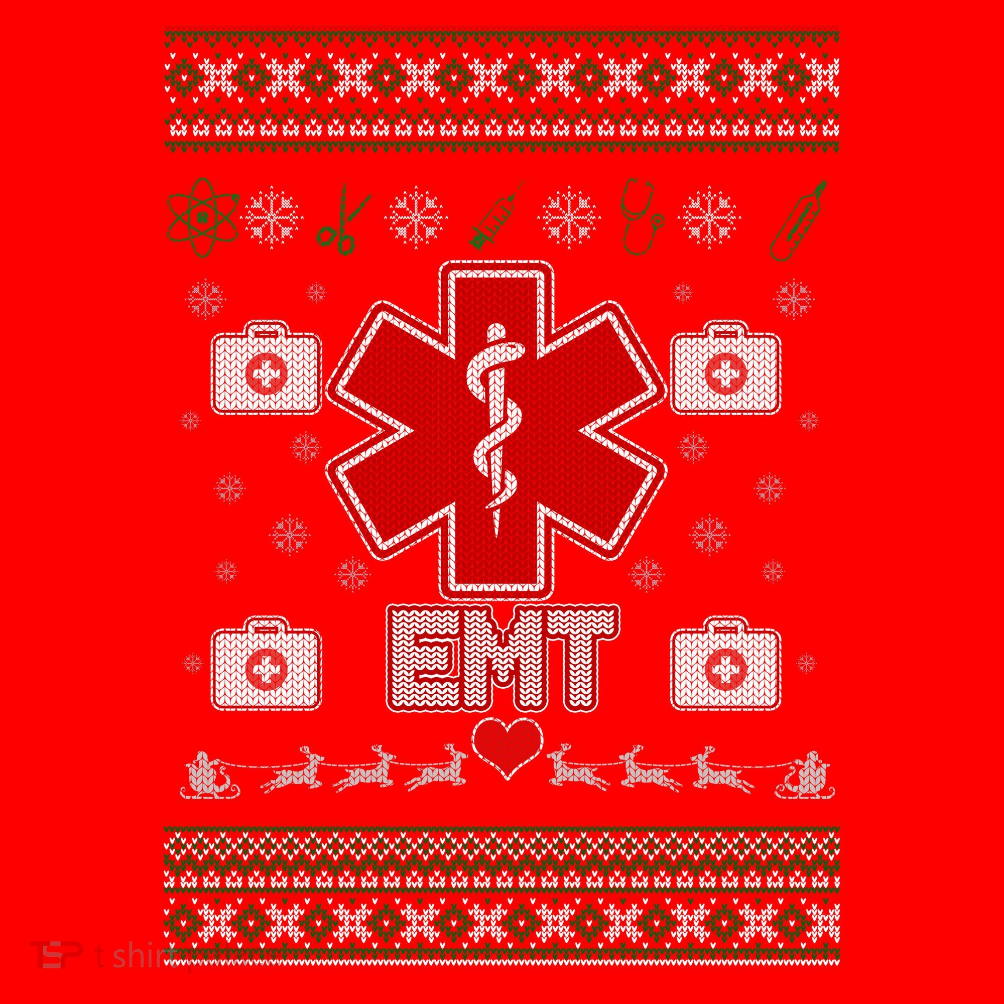 EMT Medic Ugly Christmas Sweater Santa Hat
