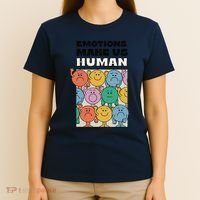 Emotions Make Us Human Retro Mental Health Positive Quote T-Shirt thumb 4