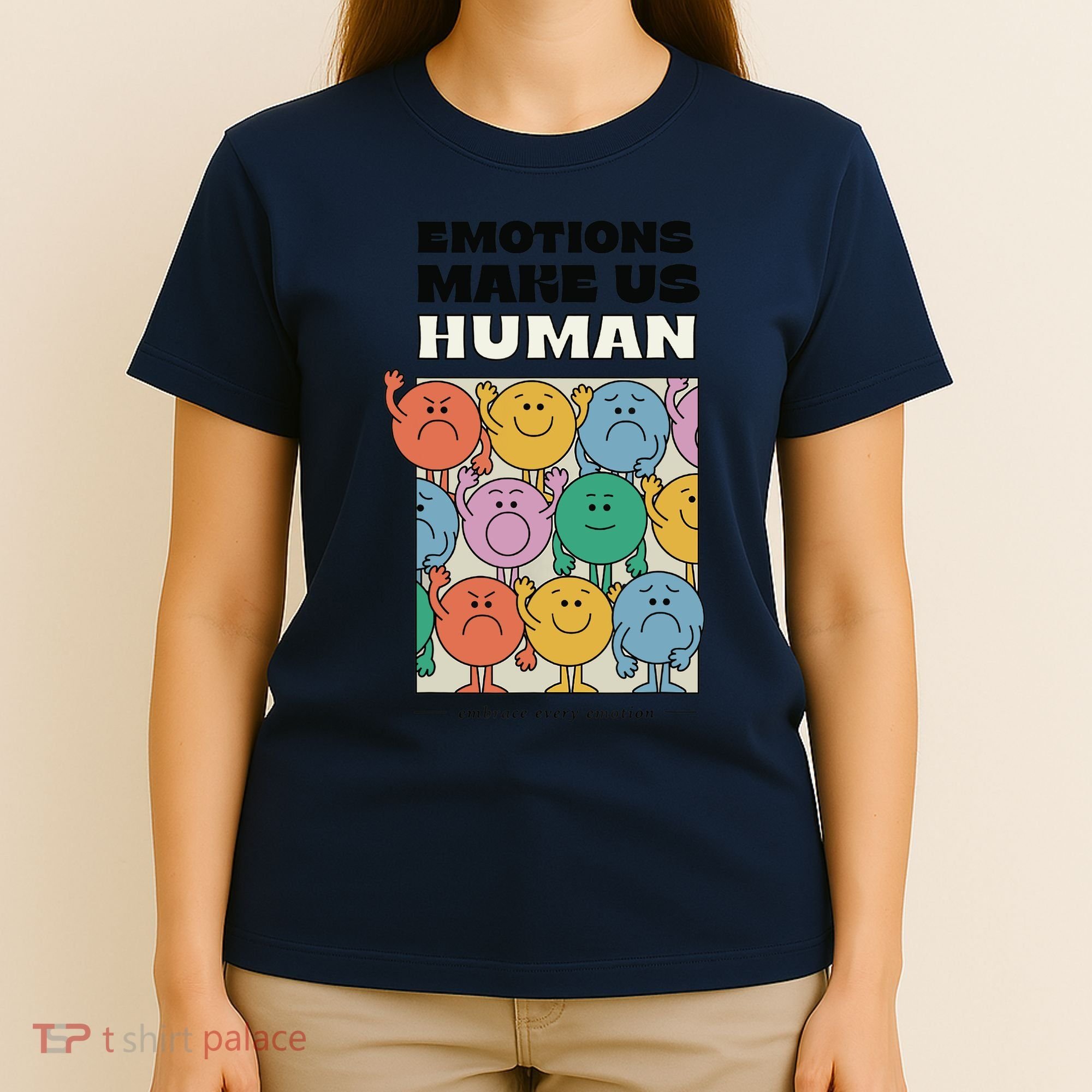 Emotions Make Us Human Retro Mental Health Positive Quote T-Shirt