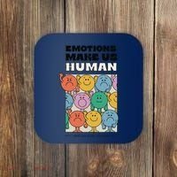 Emotions Make Us Human Retro Mental Health Positive Quote Coaster thumb 0