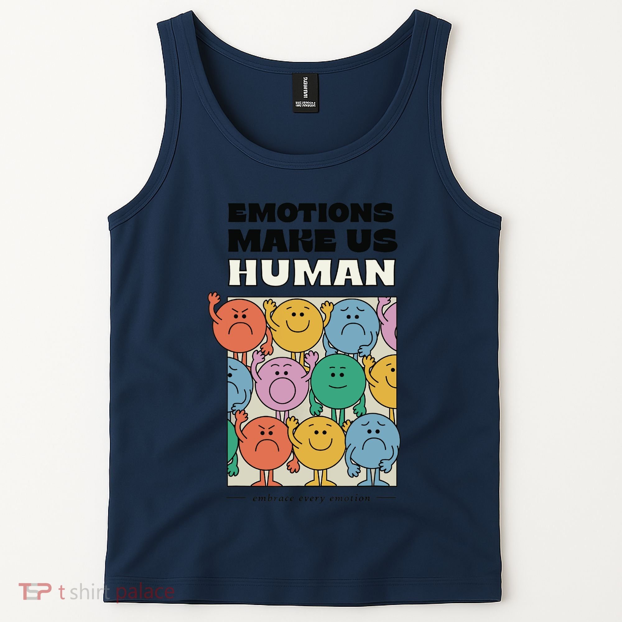 Emotions Make Us Human Retro Mental Health Positive Quote Tank Top