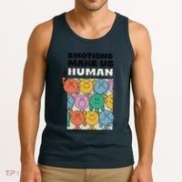 Emotions Make Us Human Retro Mental Health Positive Quote Tank Top thumb 3