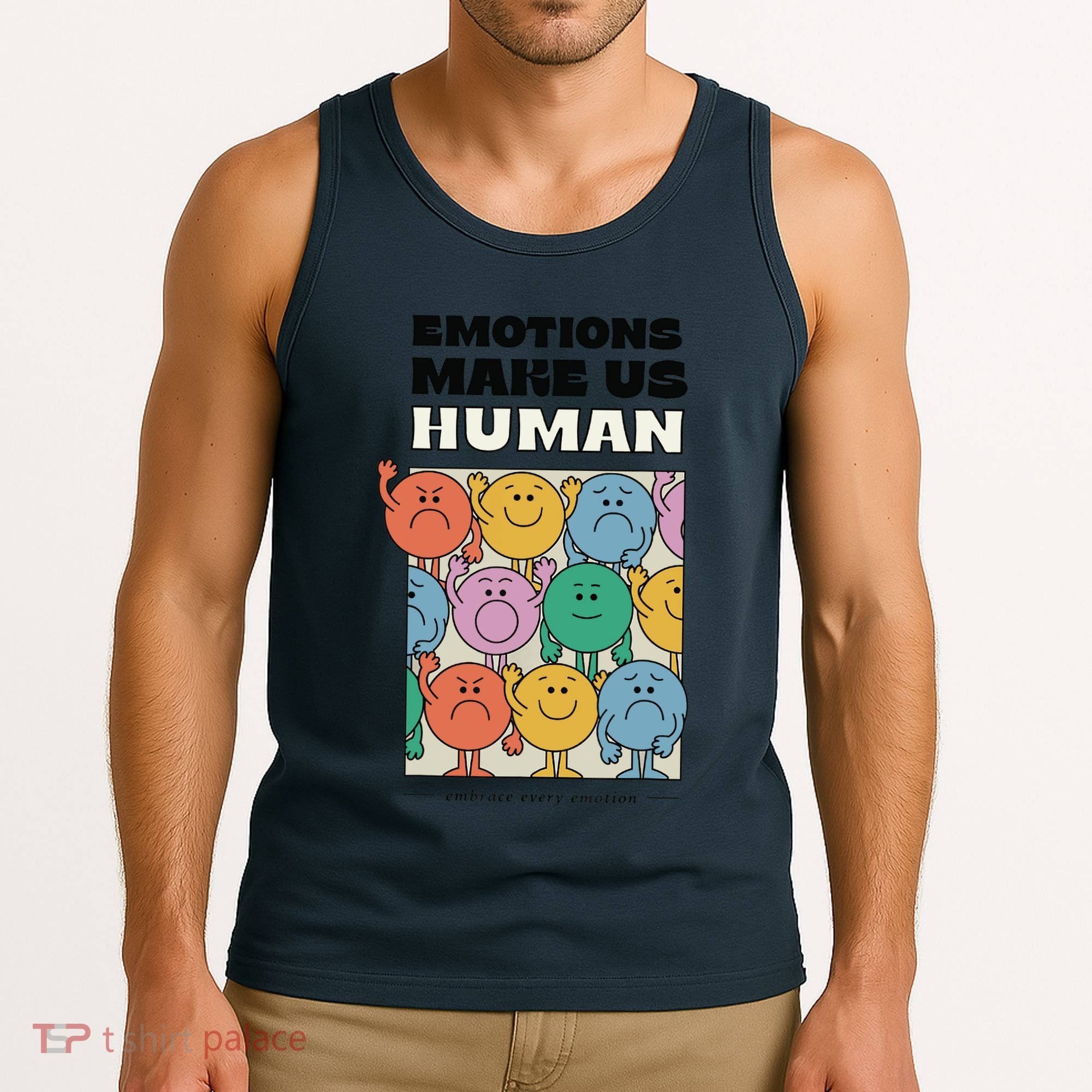 Emotions Make Us Human Retro Mental Health Positive Quote Tank Top