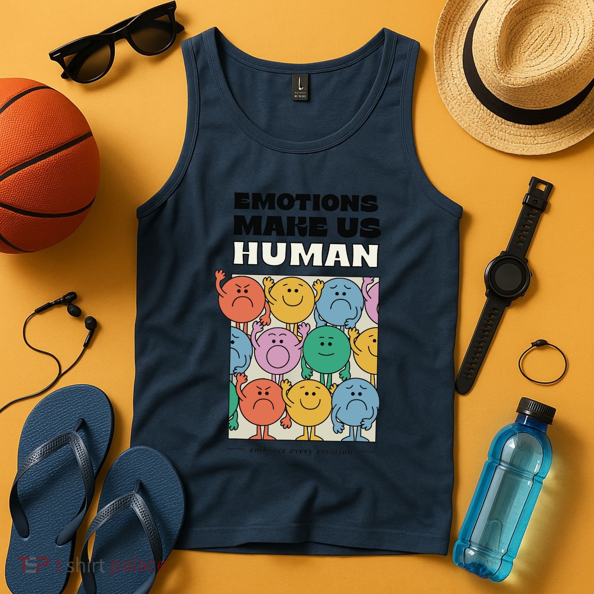 Emotions Make Us Human Retro Mental Health Positive Quote Tank Top
