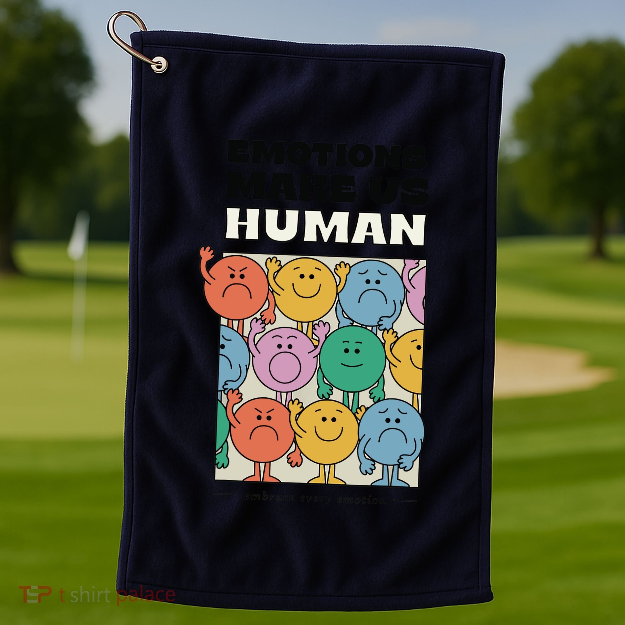 Emotions Make Us Human Retro Mental Health Positive Quote Golf Towel