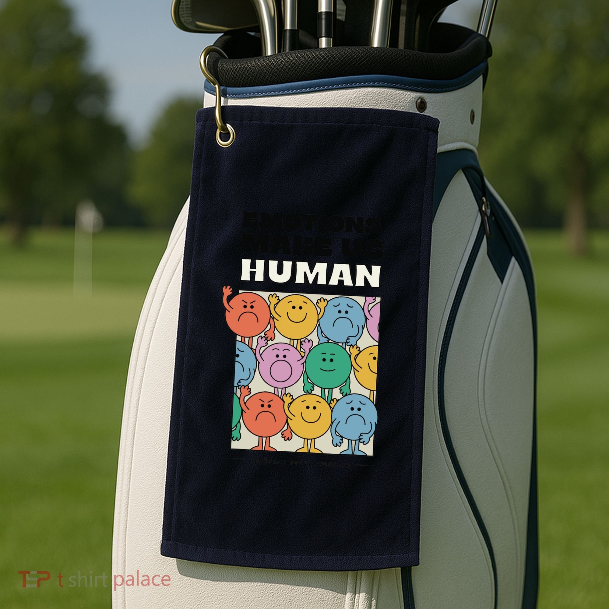 Emotions Make Us Human Retro Mental Health Positive Quote Golf Towel