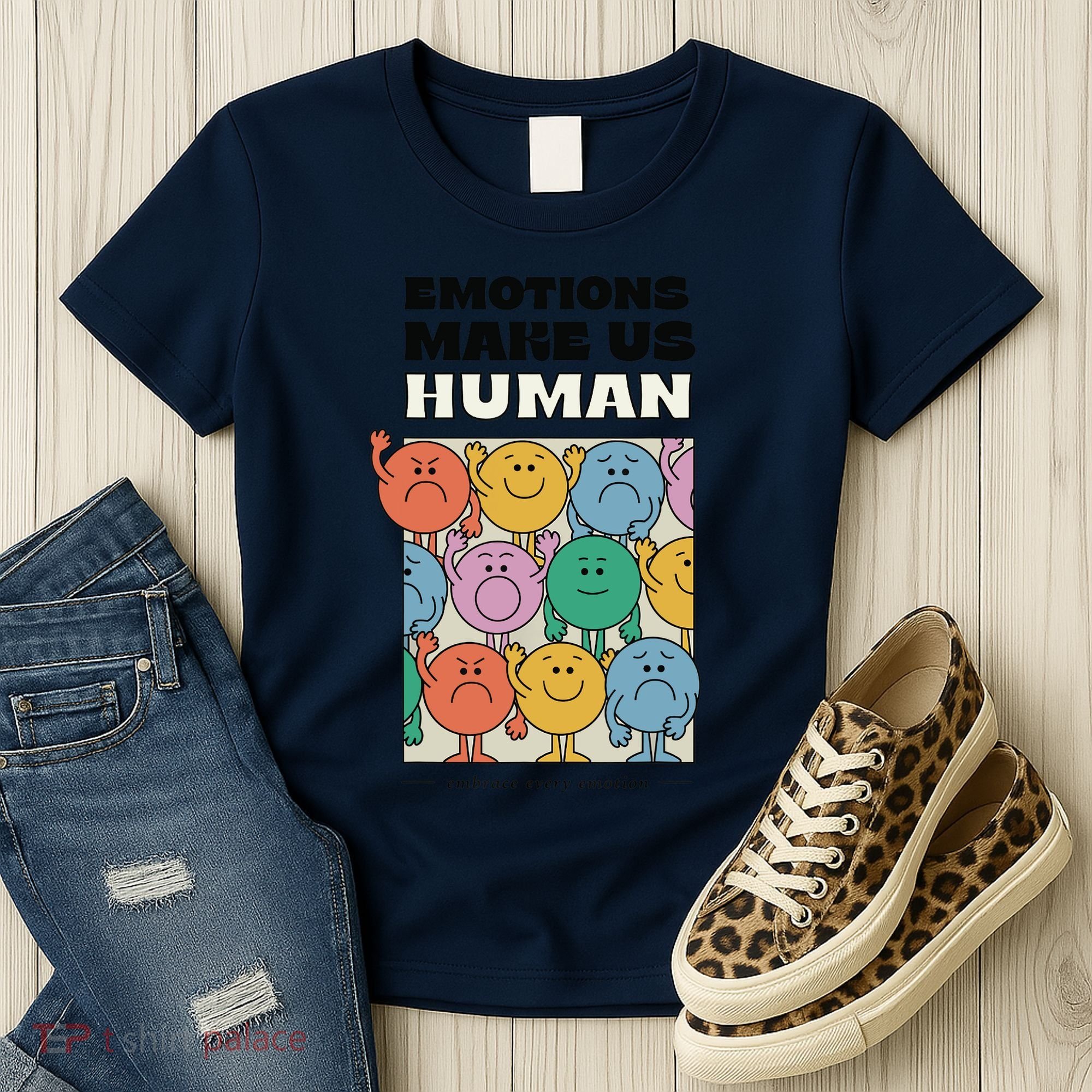 Emotions Make Us Human Retro Mental Health Positive Quote Women's T-Shirt