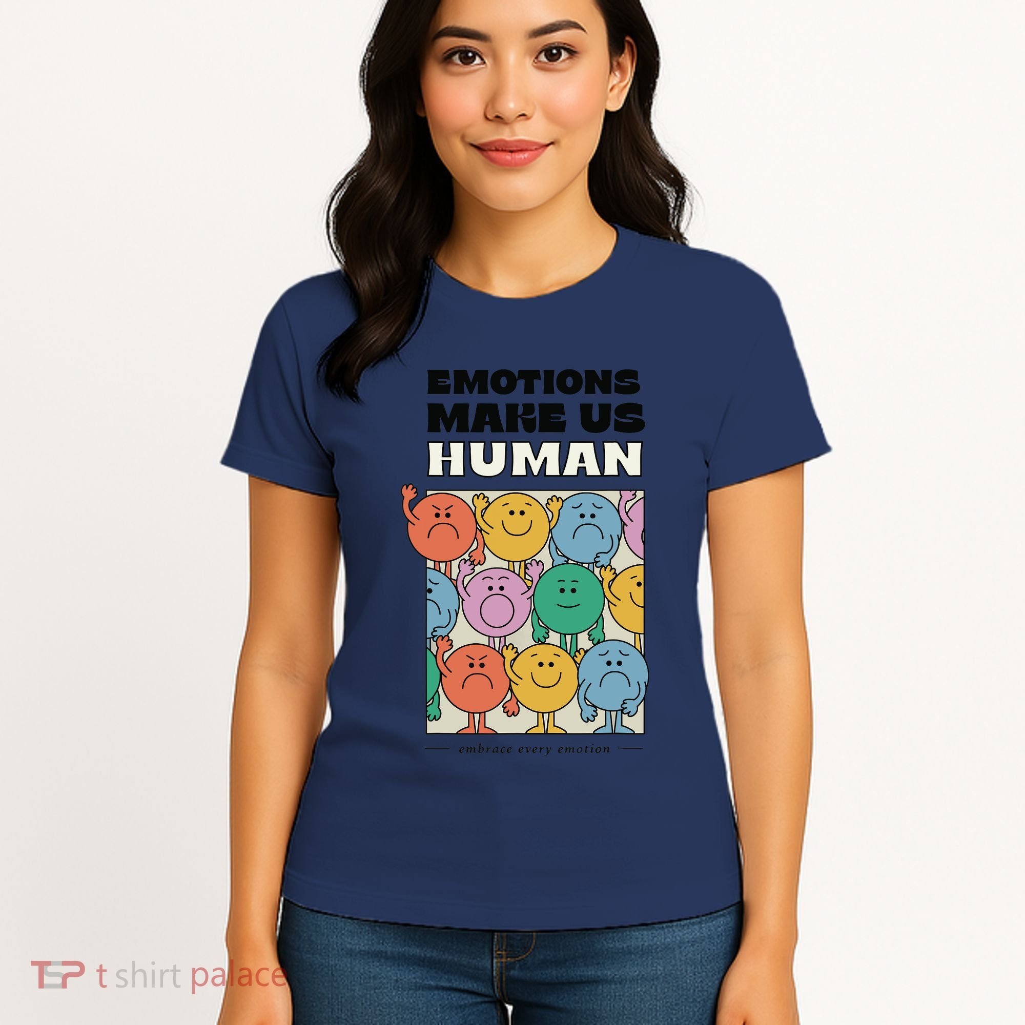 Emotions Make Us Human Retro Mental Health Positive Quote Women's T-Shirt