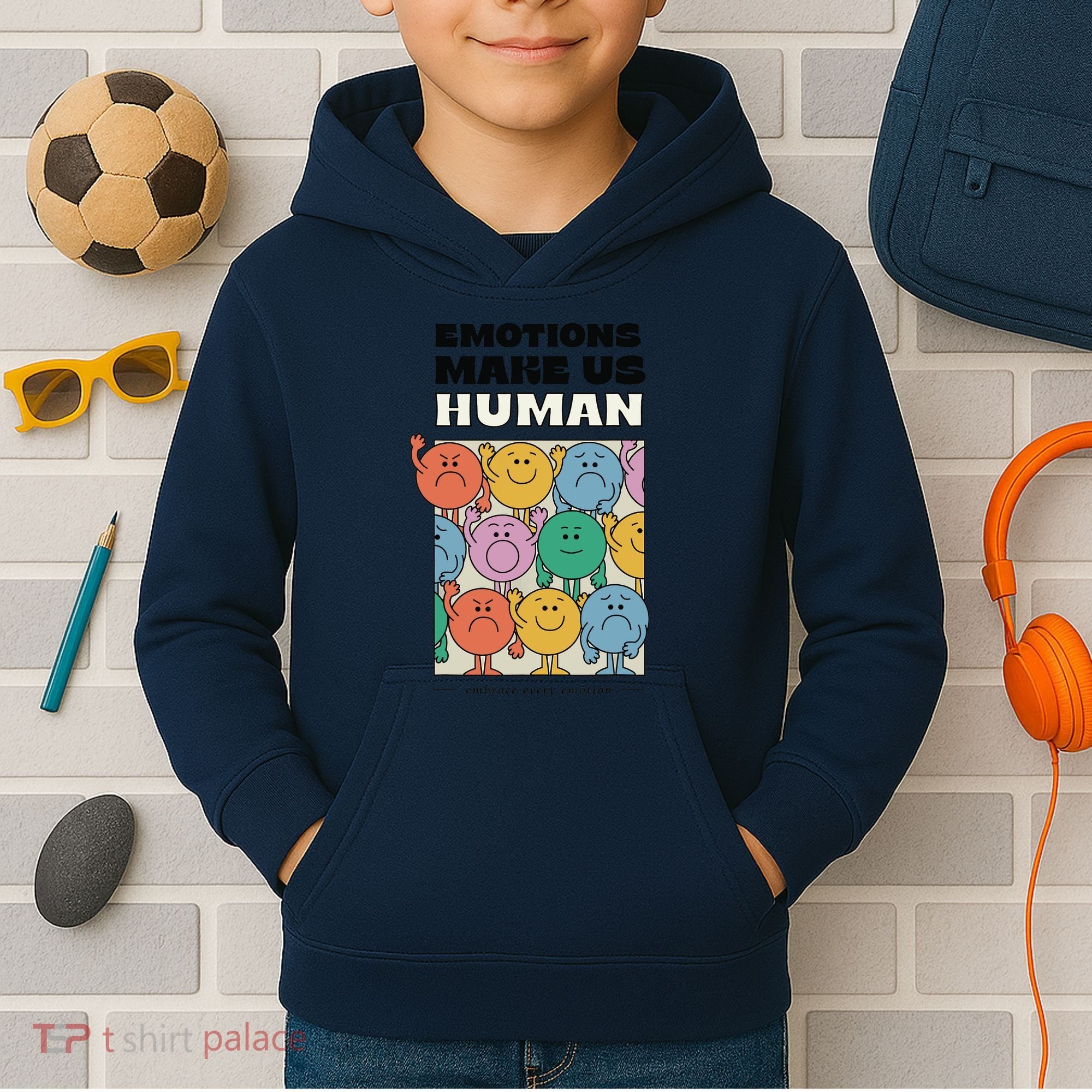 Emotions Make Us Human Retro Mental Health Positive Quote Kids Hoodie