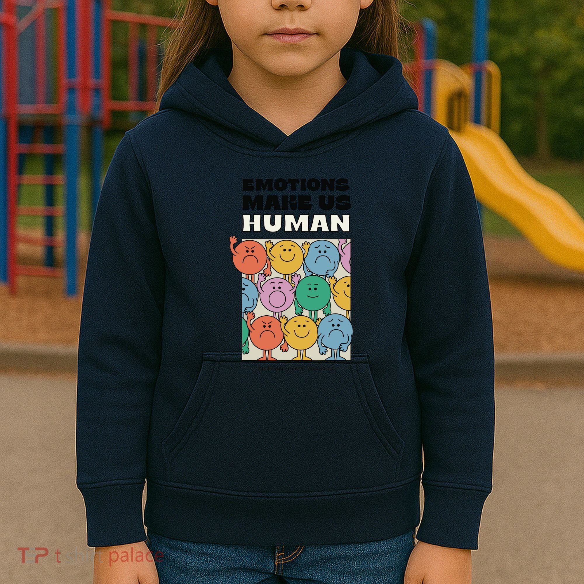 Emotions Make Us Human Retro Mental Health Positive Quote Kids Hoodie