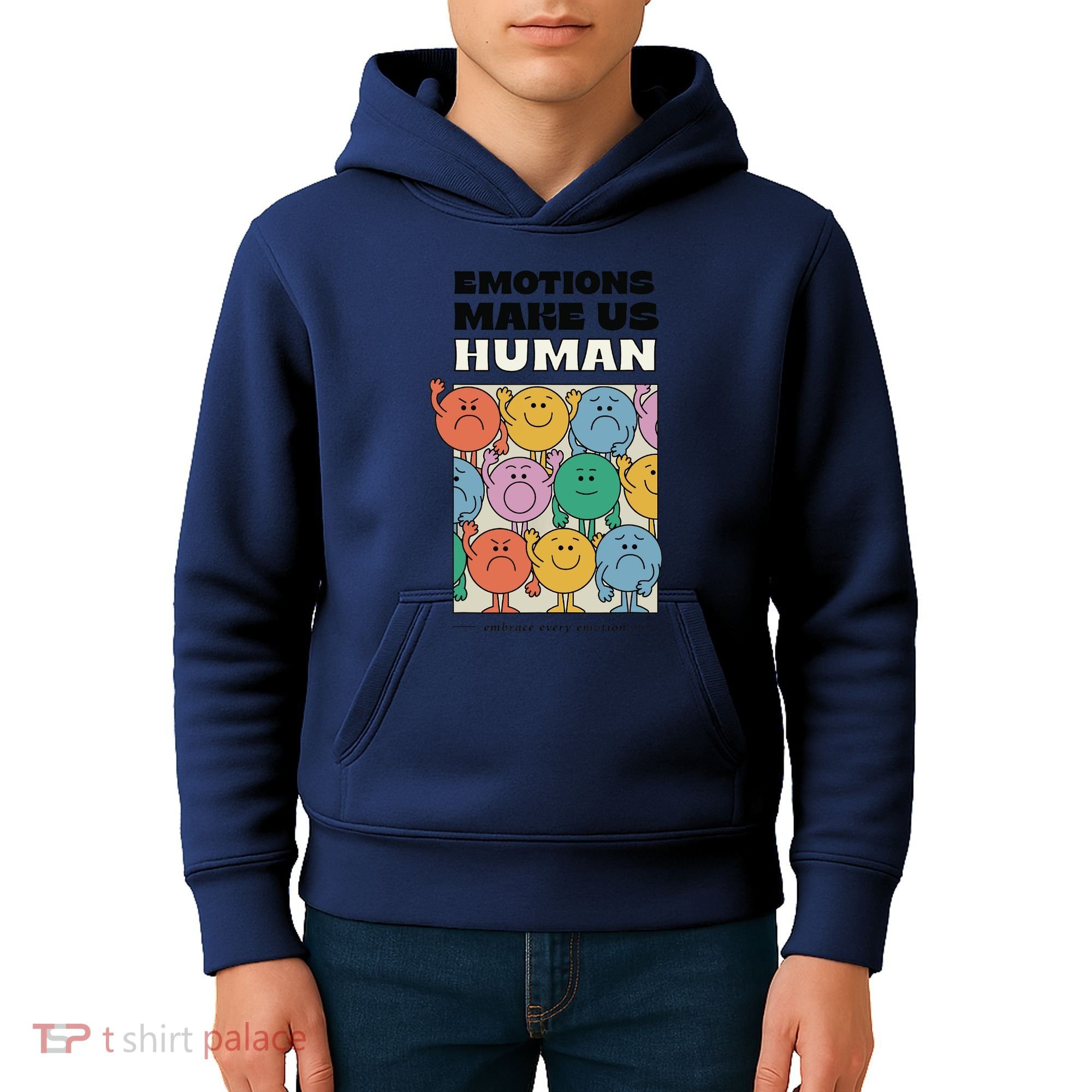 Emotions Make Us Human Retro Mental Health Positive Quote Kids Hoodie