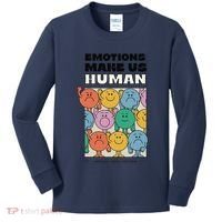 Emotions Make Us Human Retro Mental Health Positive Quote Kids Long Sleeve Shirt thumb 0