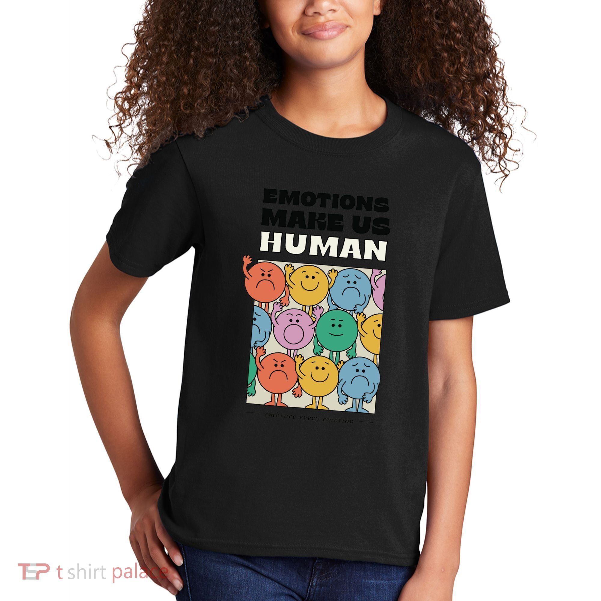 Emotions Make Us Human Retro Mental Health Positive Quote Kids T-Shirt