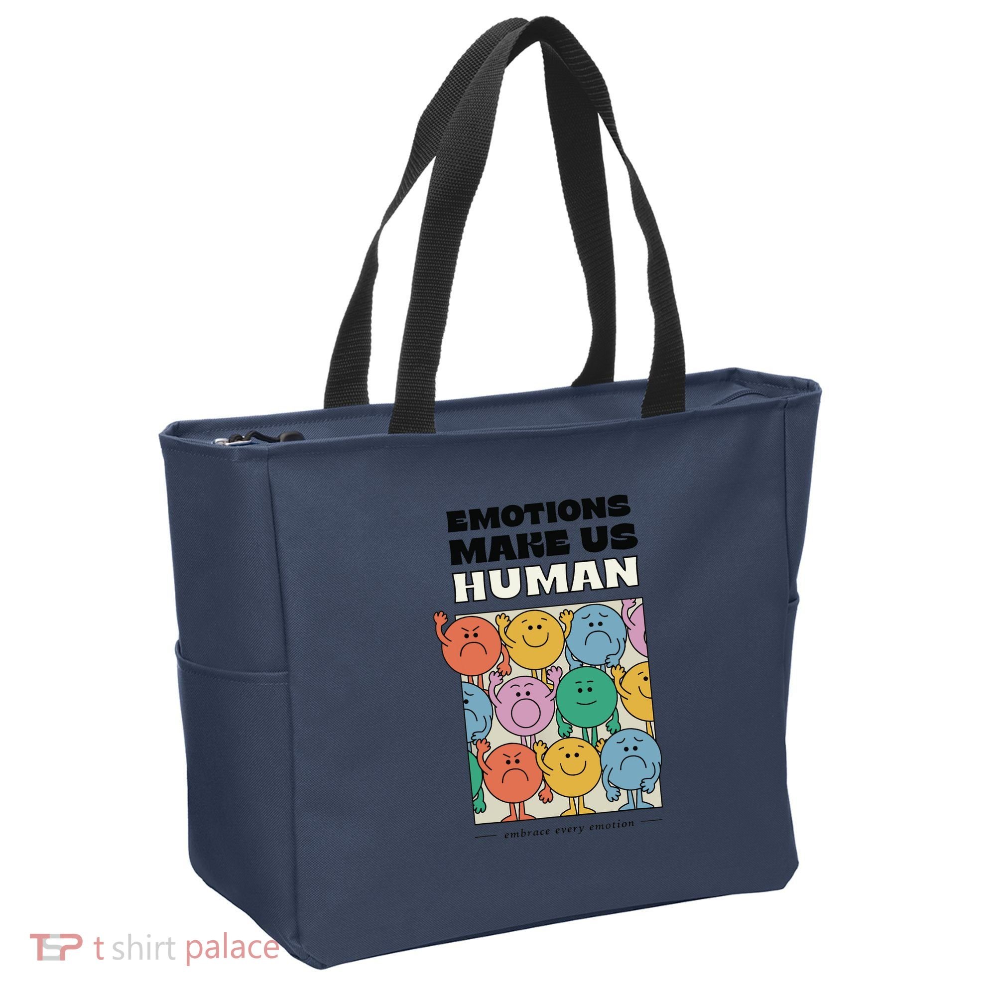 Emotions Make Us Human Retro Mental Health Positive Quote Tote Bag