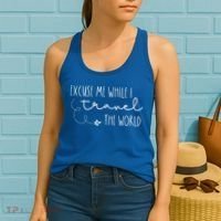 Excuse Me While I Travel The World! Funny Christmas Costume Meaningful Gift Women's Tank Top thumb 2