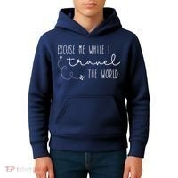 Excuse Me While I Travel The World Kids Hoodie thumb 4