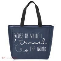 Excuse Me While I Travel The World Tote Bag thumb 0