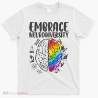 Embrace Neurodiversity Autism Awareness Colorful Brain T-Shirt thumb 0