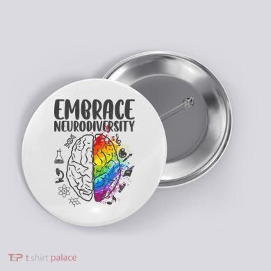 Embrace Neurodiversity Autism Awareness Colorful Brain Button