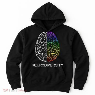 Embrace Neurodiversity Autism Adhd Asd Rainbow Brain Hoodie