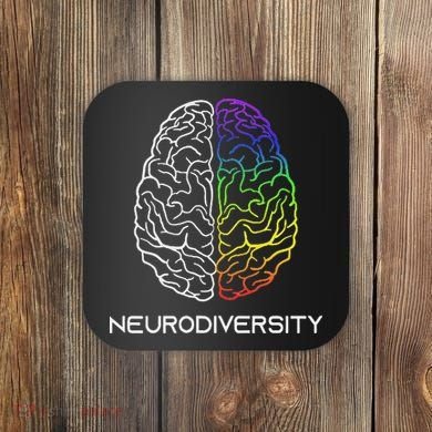Embrace Neurodiversity Autism Adhd Asd Rainbow Brain Coaster