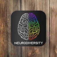 Embrace Neurodiversity Autism Adhd Asd Rainbow Brain Coaster thumb 0