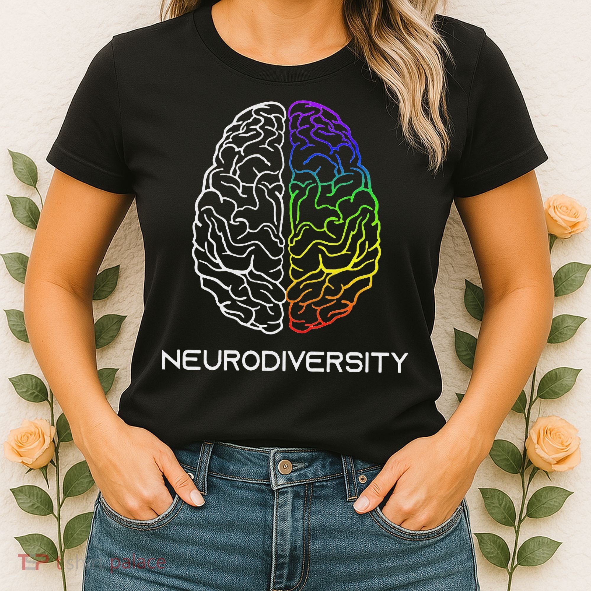 Embrace Neurodiversity Autism Adhd Asd Rainbow Brain Women's T-Shirt