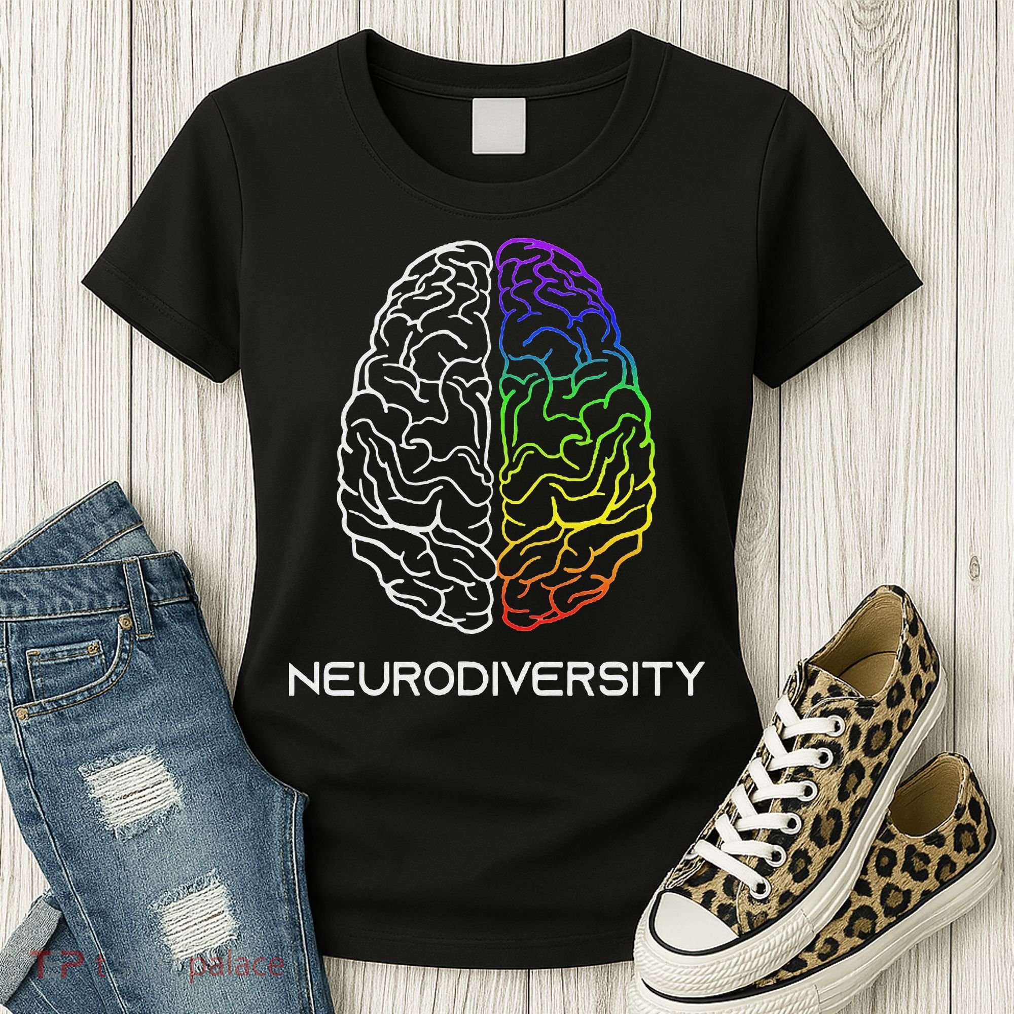 Embrace Neurodiversity Autism Adhd Asd Rainbow Brain Women's T-Shirt