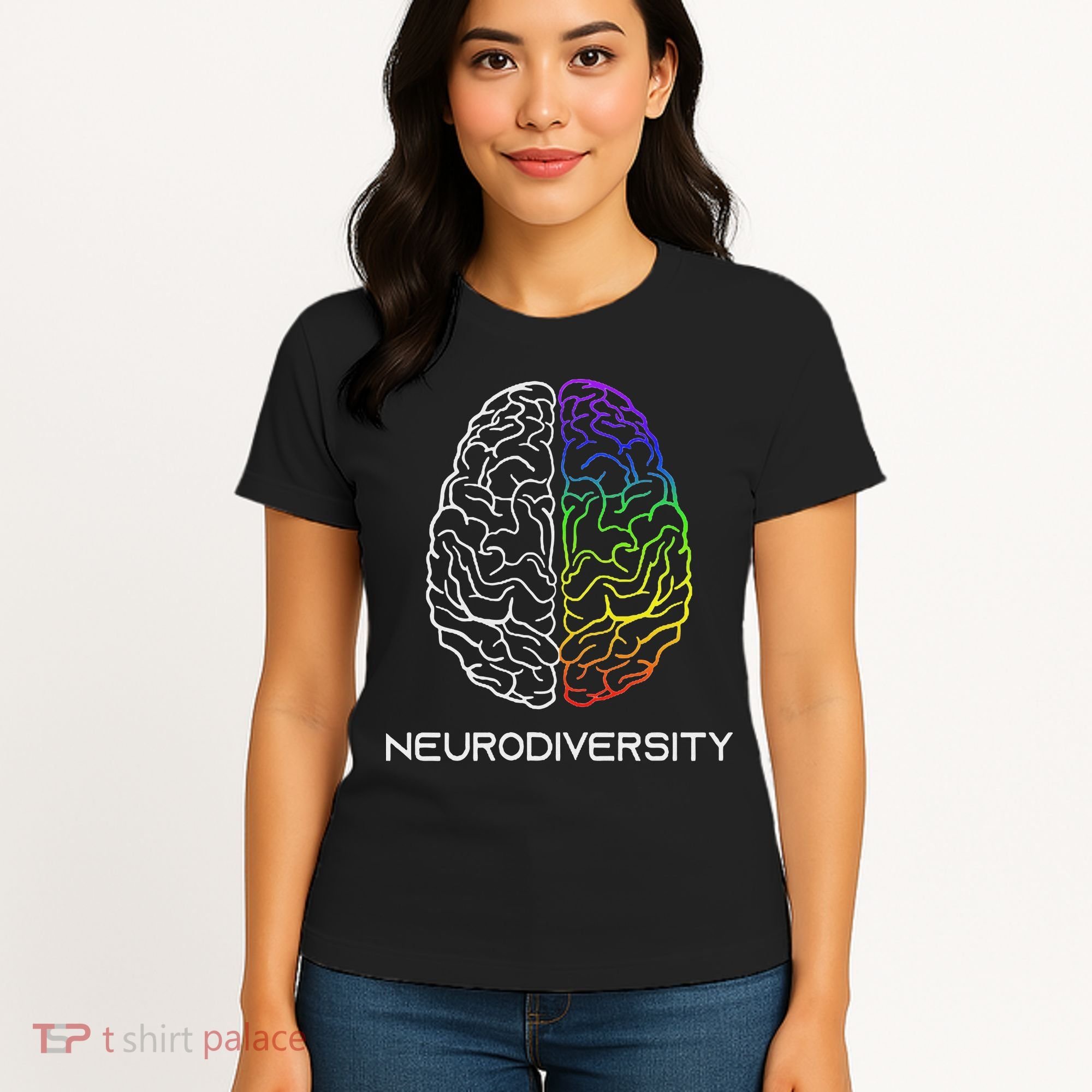 Embrace Neurodiversity Autism Adhd Asd Rainbow Brain Women's T-Shirt