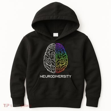 Embrace Neurodiversity Autism Adhd Asd Rainbow Brain Kids Hoodie