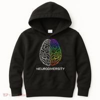 Embrace Neurodiversity Autism Adhd Asd Rainbow Brain Kids Hoodie thumb 0