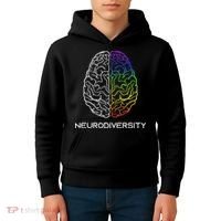 Embrace Neurodiversity Autism Adhd Asd Rainbow Brain Kids Hoodie thumb 4
