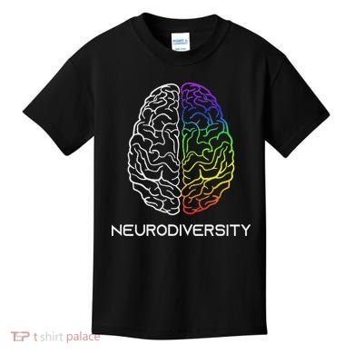 Embrace Neurodiversity Autism Adhd Asd Rainbow Brain Kids T-Shirt