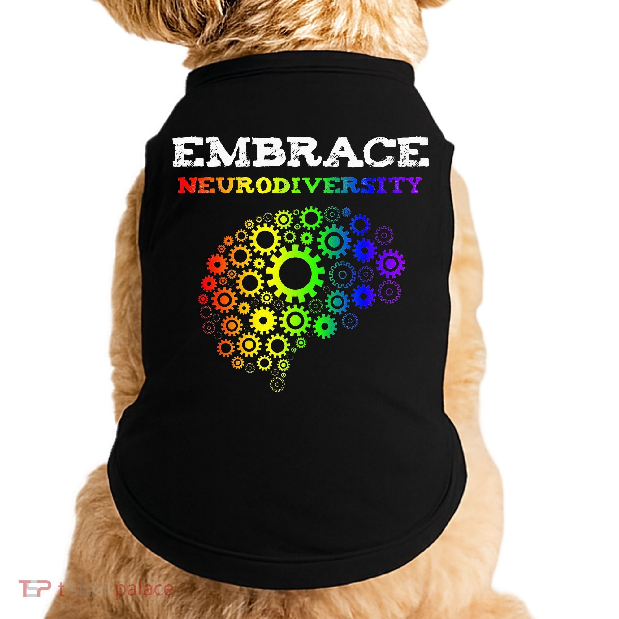 Embrace Neurodiversity Autism ADHD Rainbow Brain Screws Doggie Tank