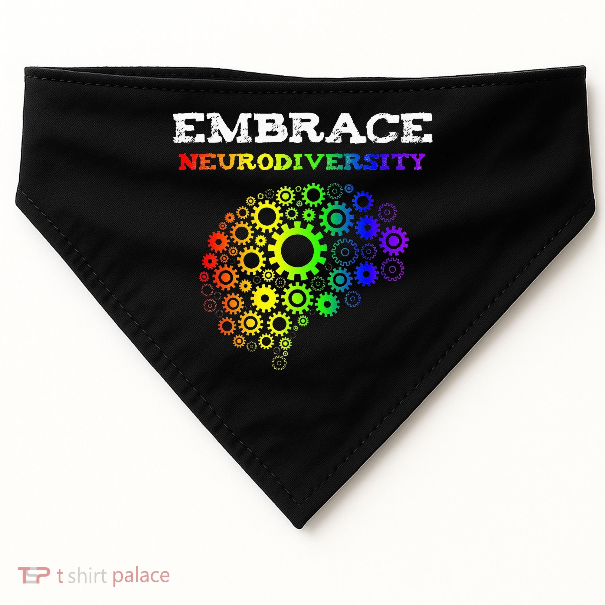 Embrace Neurodiversity Autism ADHD Rainbow Brain Screws USA-Made Doggie Bandana