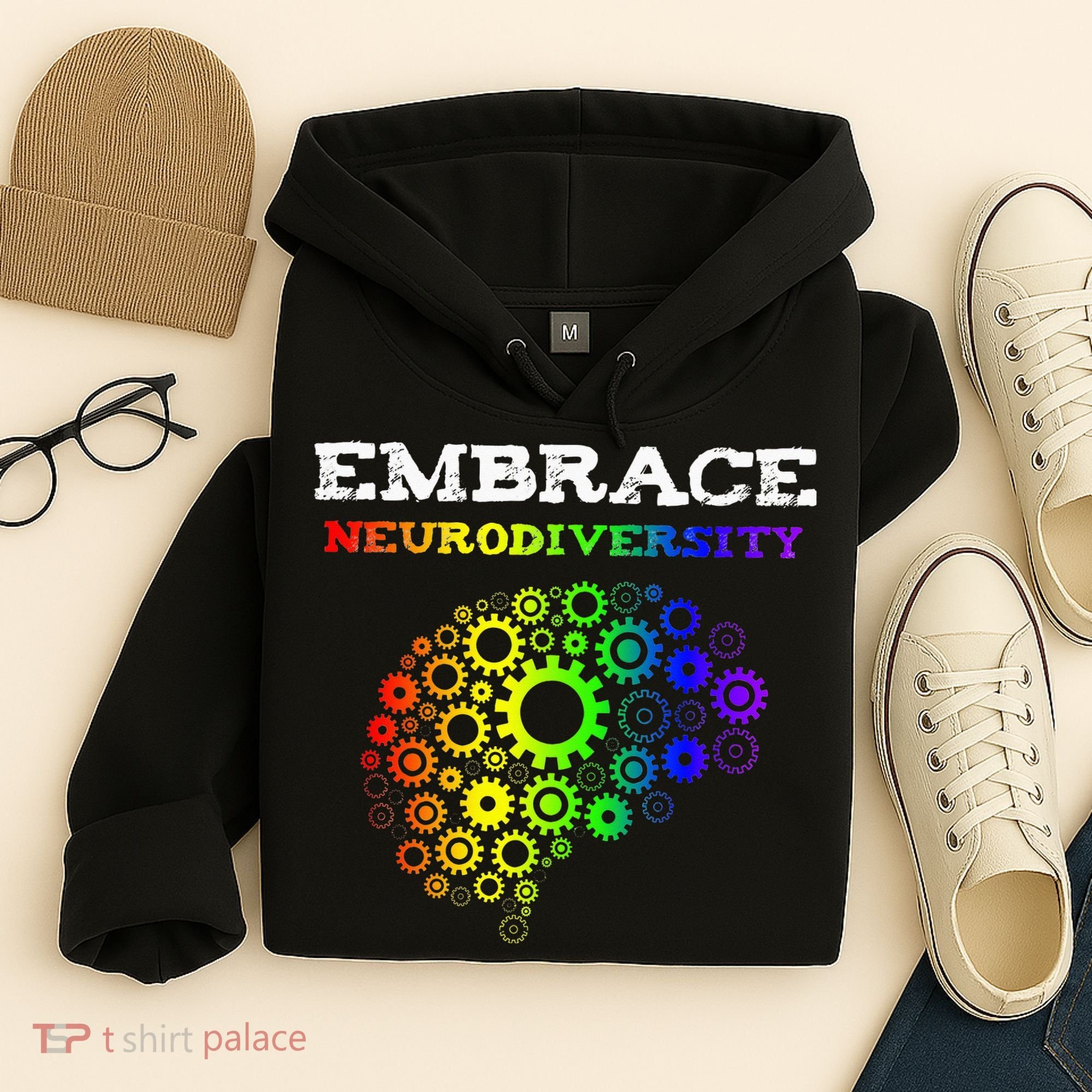 Embrace Neurodiversity Autism ADHD Rainbow Brain Screws Hoodie