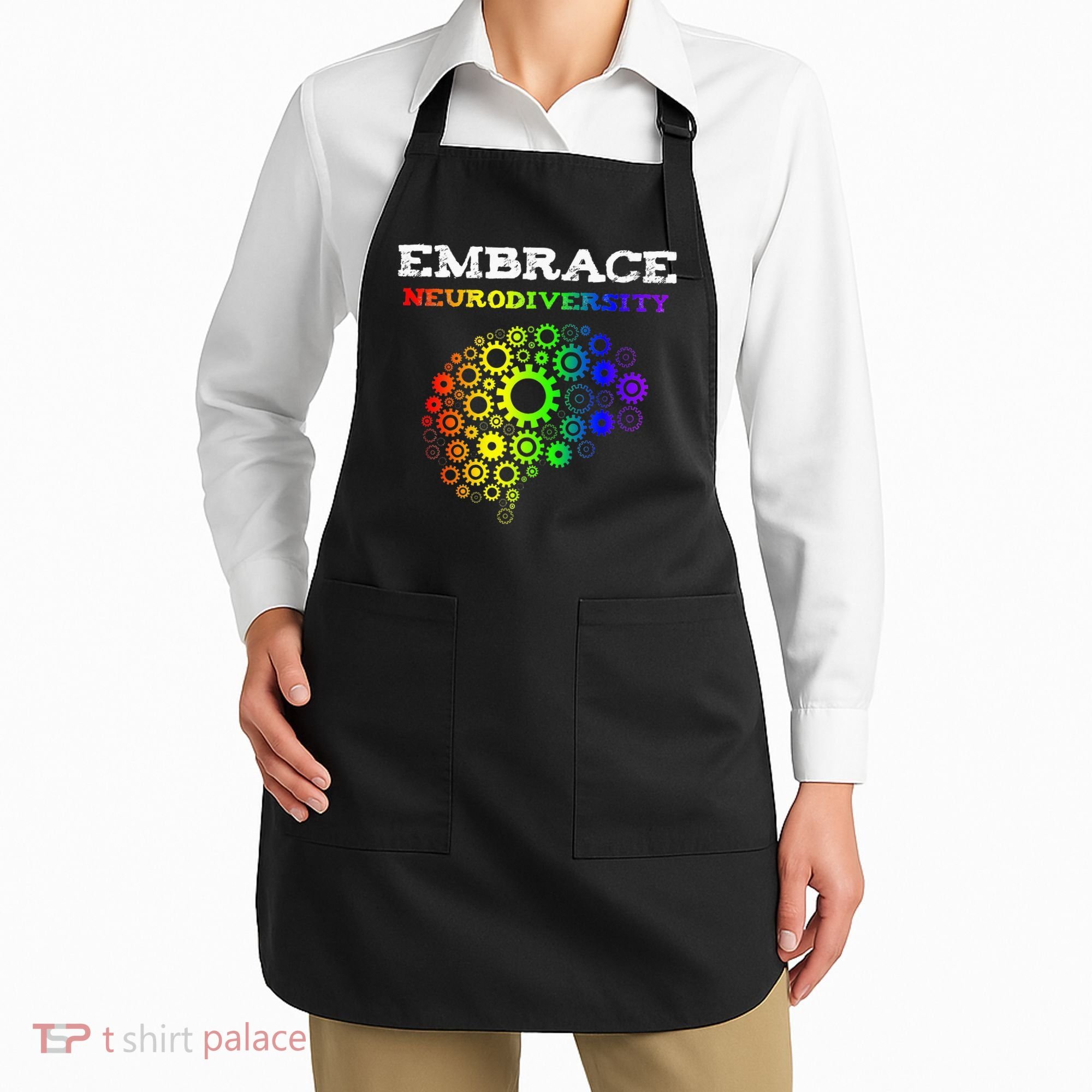 Embrace Neurodiversity Autism ADHD Rainbow Brain Screws Apron